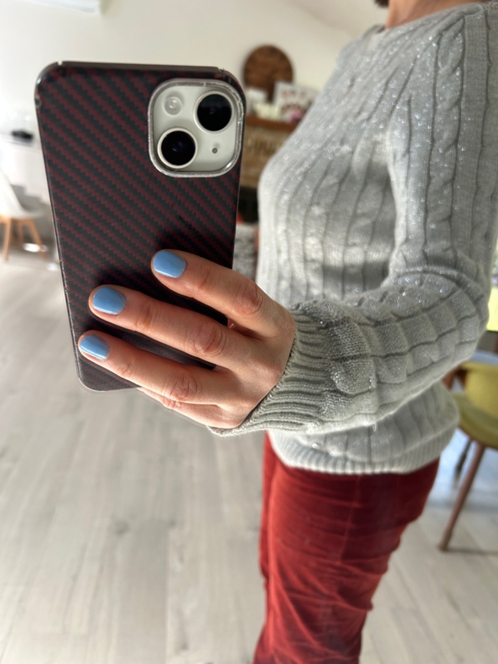 Cozy Silver Sparkle Cable-Knit Sweater